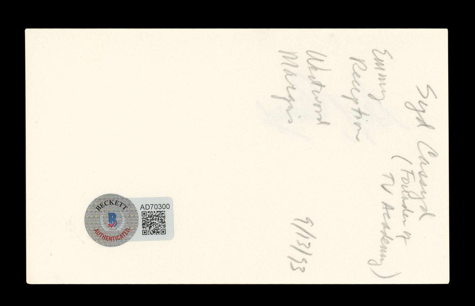 Syd Cassyd Black Starlet Signed 3x5 Index Card Autographed BAS #AD70300