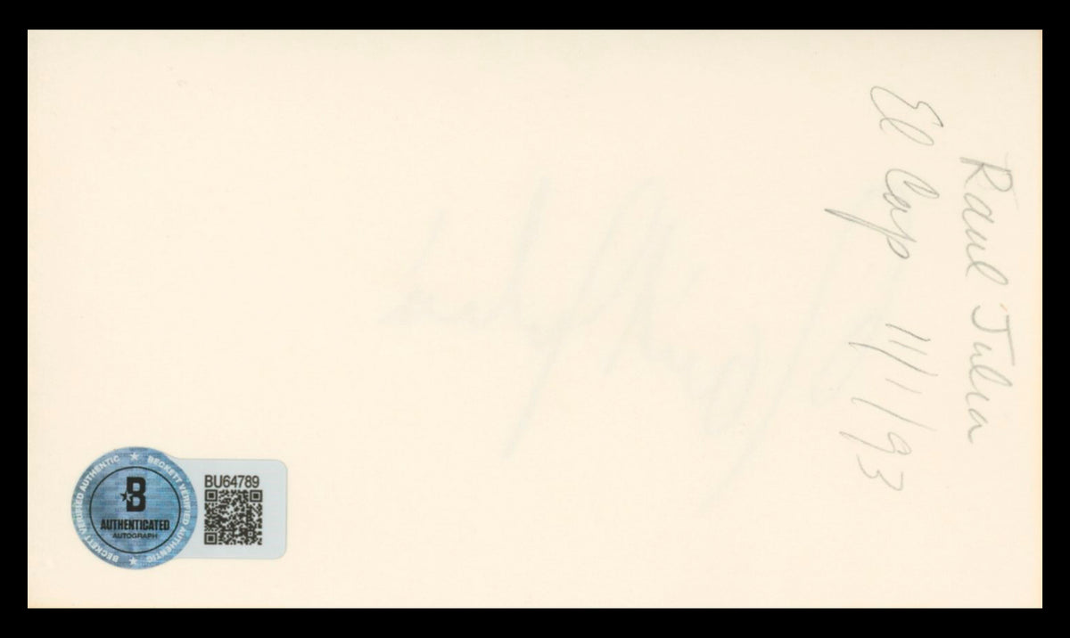 Raul Julia The Addams Family Authentic Signed 3x5 Index Card BAS #BU64789