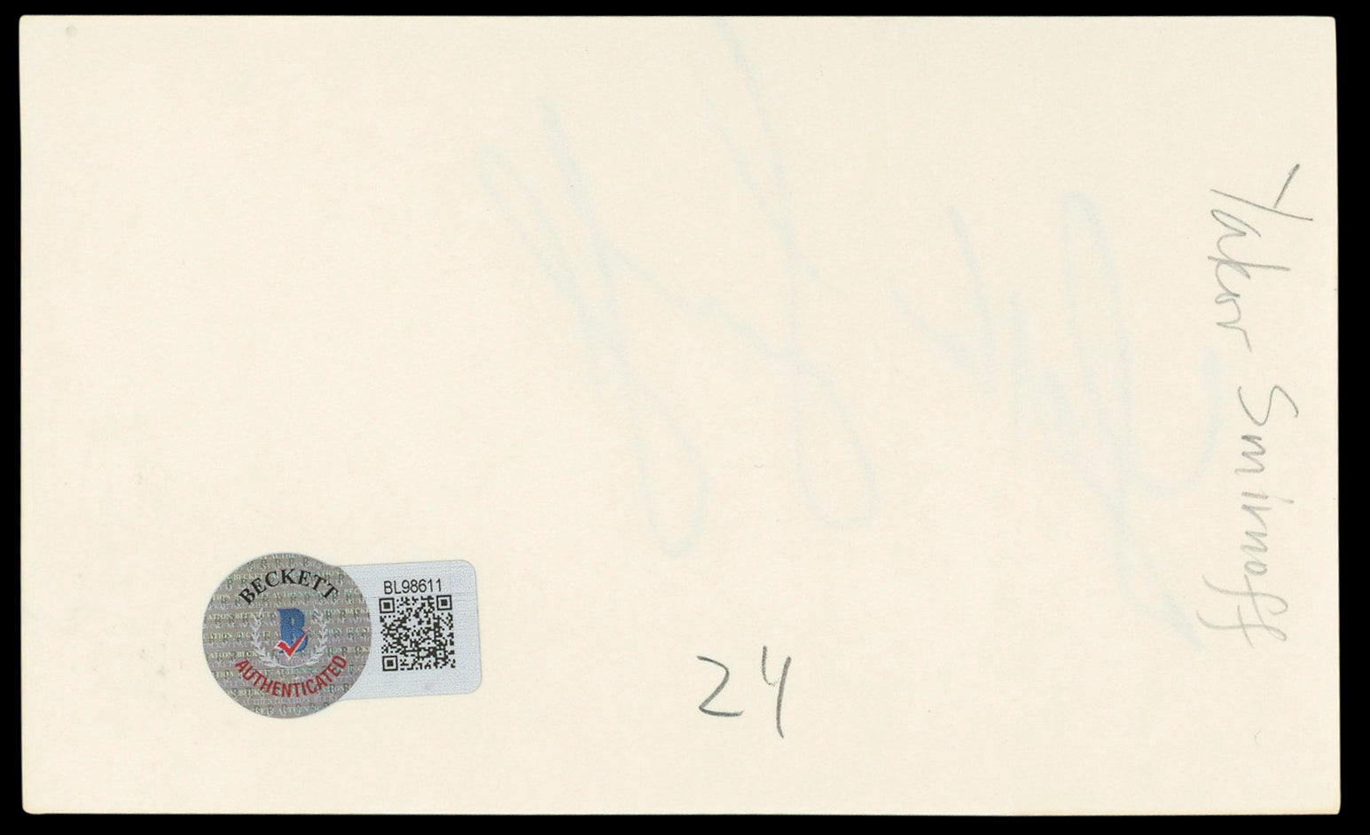 Yakov Smirnoff Night Court Authentic Signed 3x5 Index Card BAS #BL98611