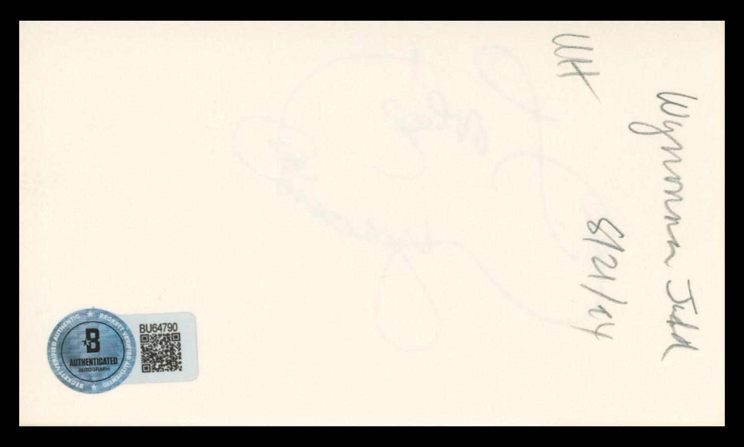 Wynonna Judd The Judds Authentic Signed 3x5 Index Card Autographed BAS #BU64790