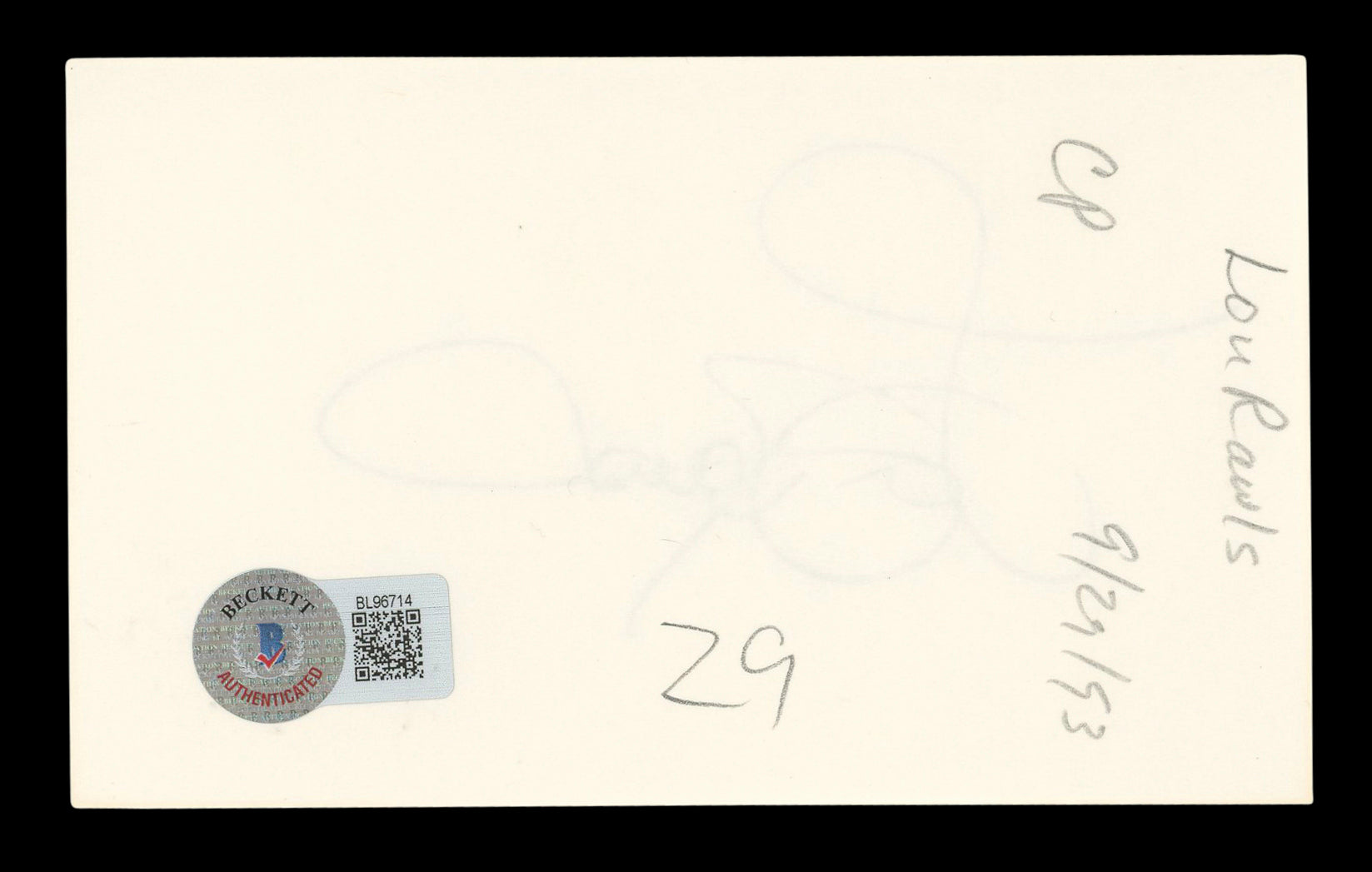 Lou Rawls Musician Authentic Signed 3x5 Index Card Autographed BAS #BL96714