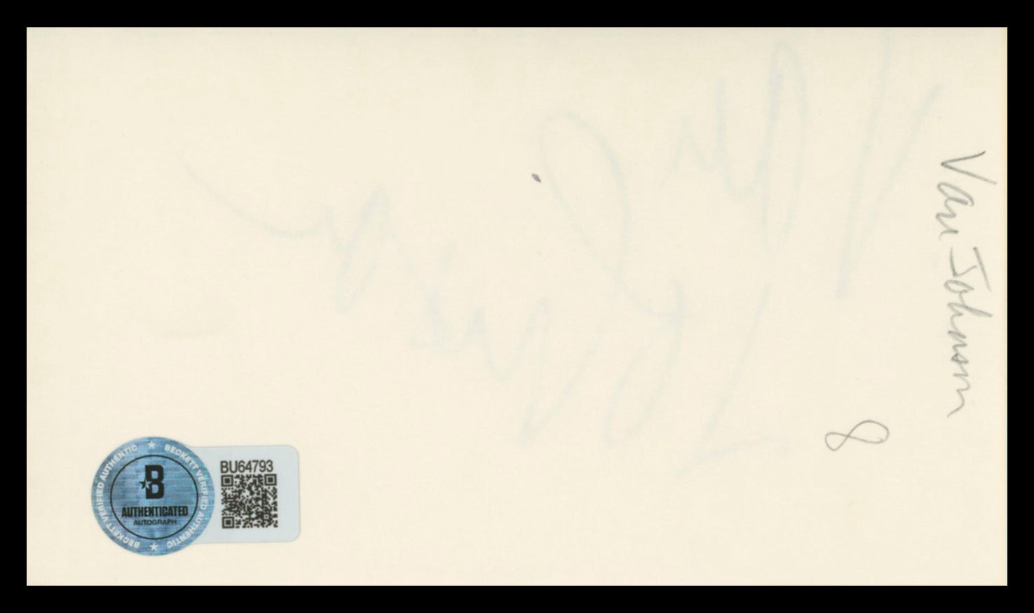 Van Johnson Thirty Seconds Over Tokyo Signed 3x5 Index Card BAS #BU64793