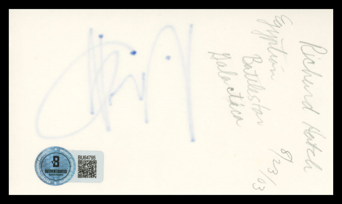 Richard Hatch Battlestar Galactica Authentic Signed 3x5 Index Card BAS #BU64795