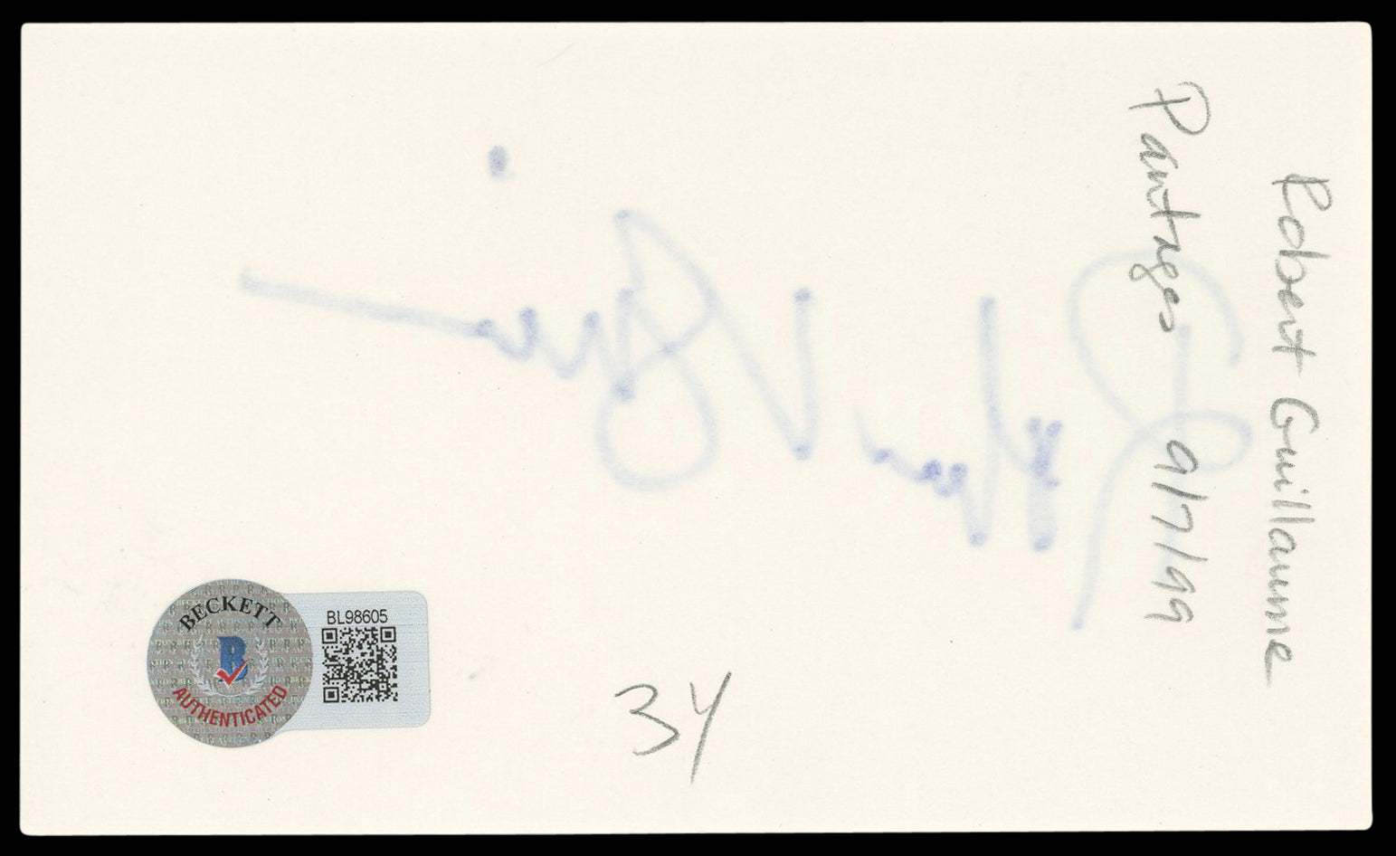 Robert Guillaume The Lion King Authentic Signed 3x5 Index Card BAS #BL98605