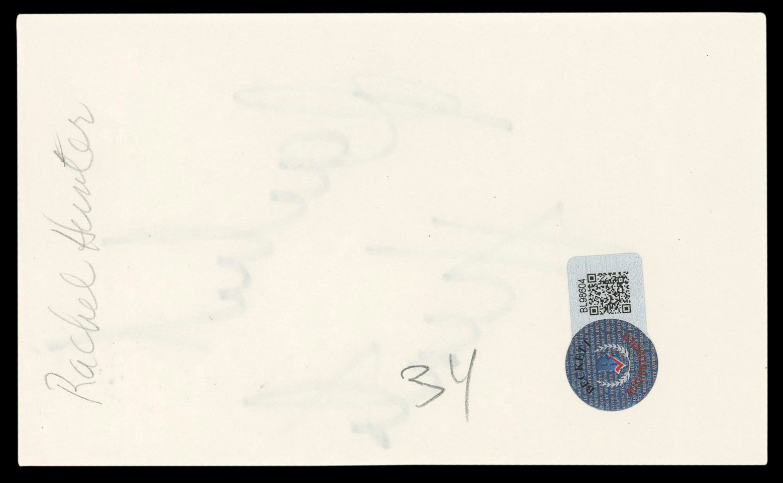 Rachel Hunter Vogue Magazine Authentic Signed 3x5 Index Card BAS #BL98604