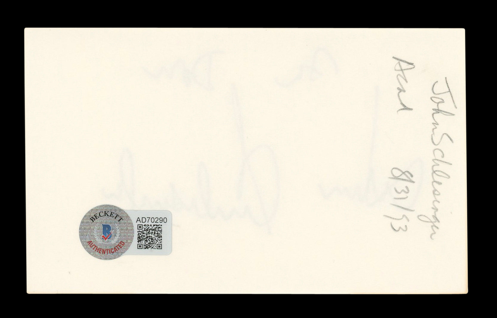 John Schlesinger Midnight Cowboy "To Don" Signed 3x5 Index Card BAS #AD70290