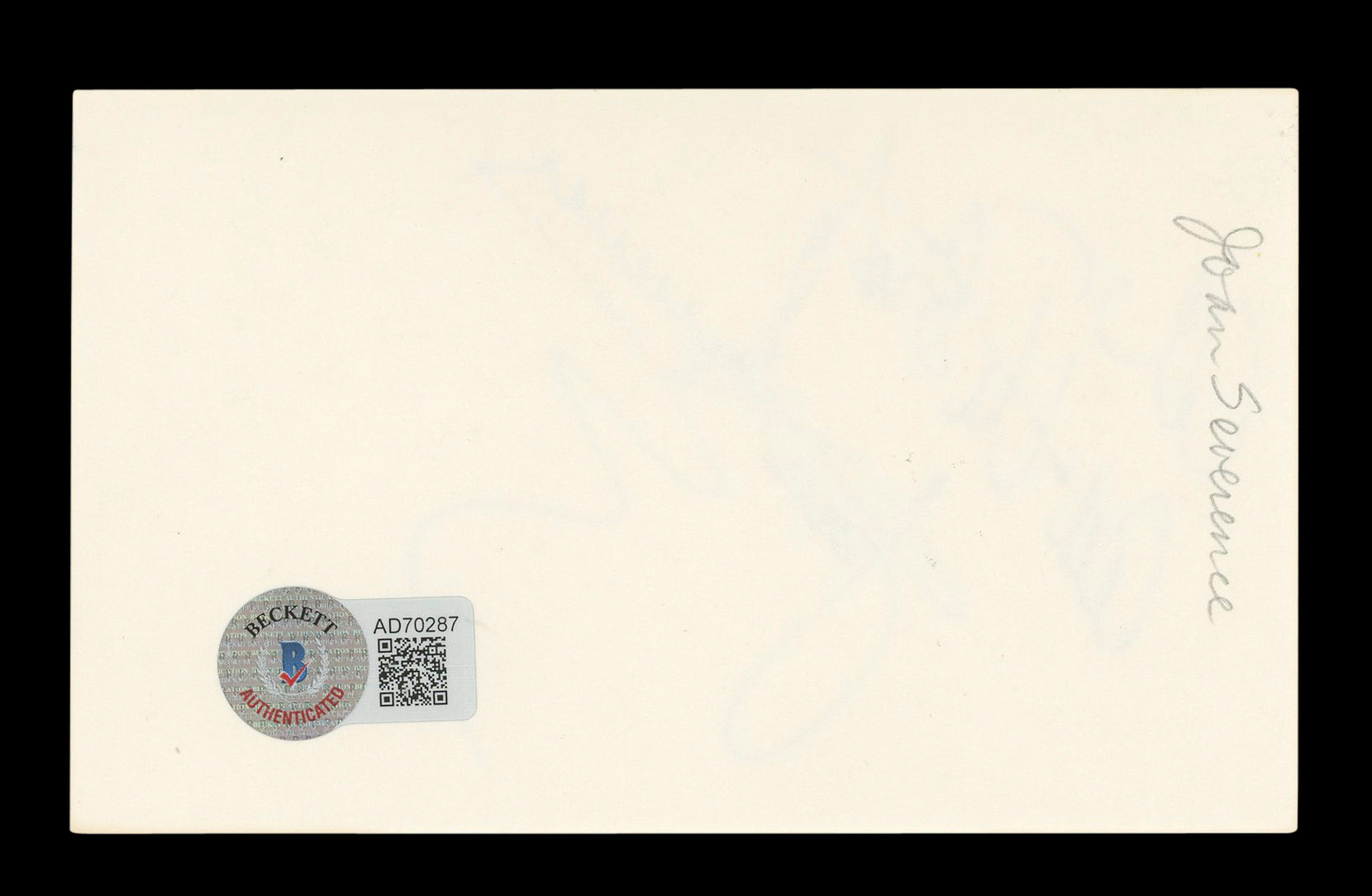 Joan Severance See No Evil, Hear No Evil "Al" Signed 3x5 Index Card BAS #AD70287