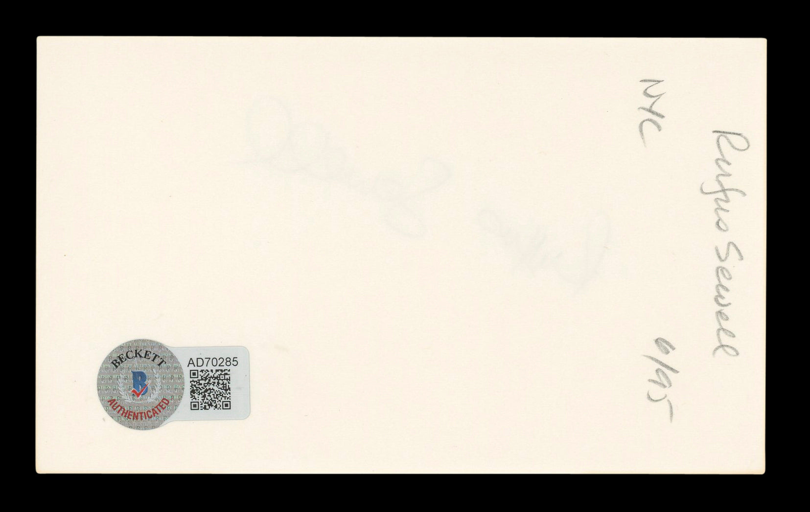 Rufus Sewell Scoop Authentic Signed 3x5 Index Card Autographed BAS #AD70285