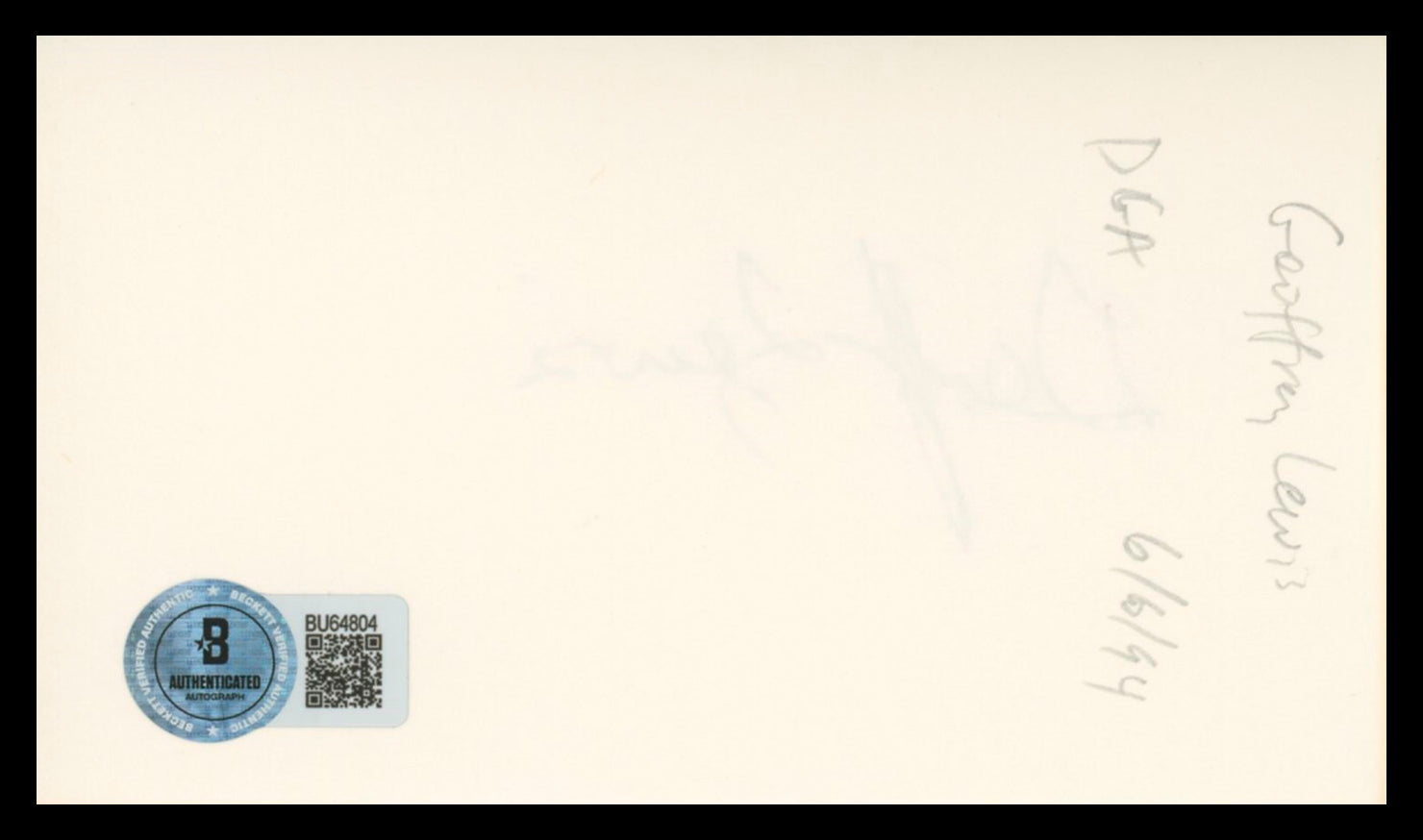 Geoff Lewis Every Which Way But Loose Signed 3x5 Index Card BAS #BU64804
