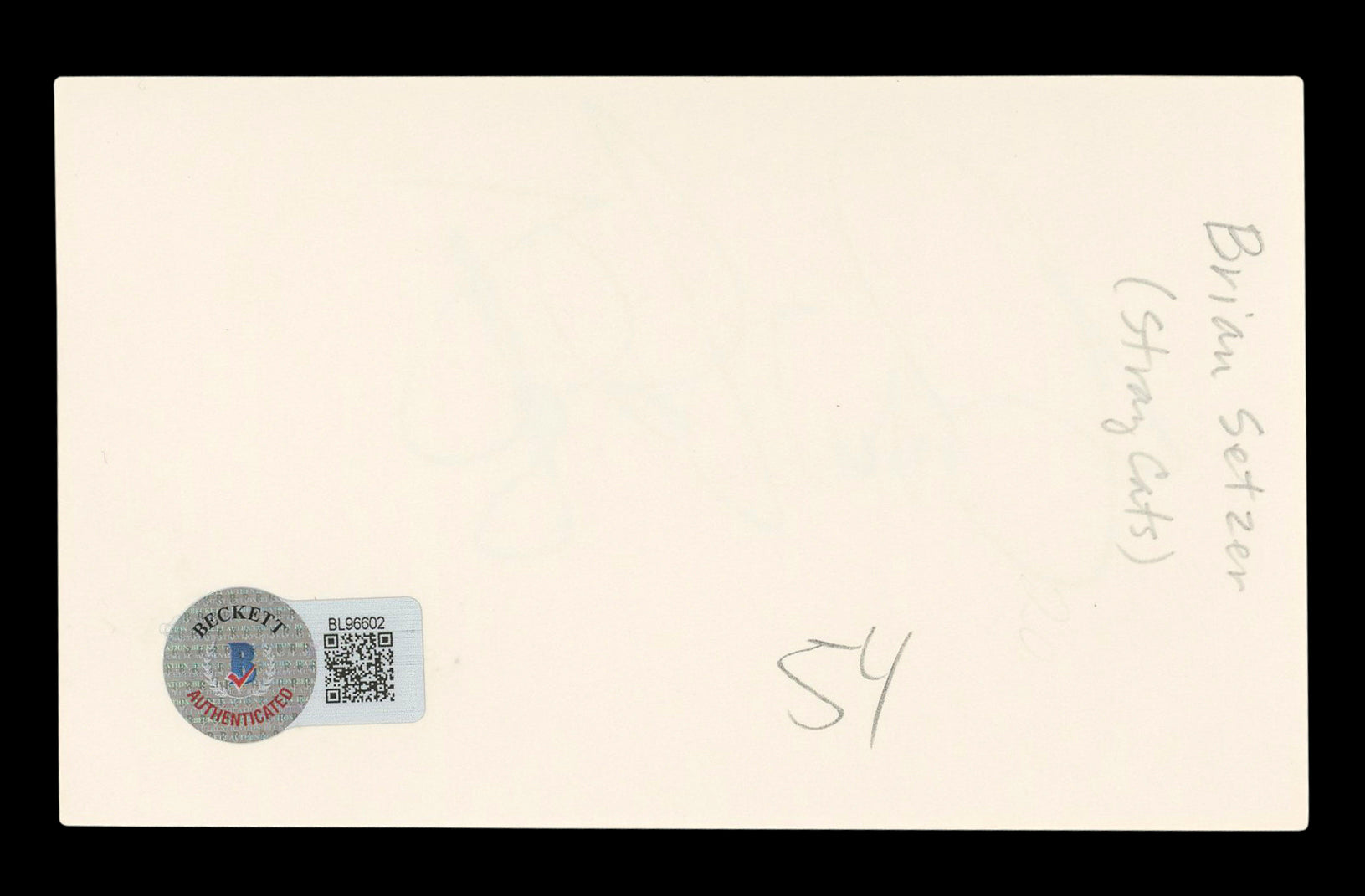 Brian Setzer Stray Cats Authentic Signed 3x5 Index Card Autographed BAS #BL96602
