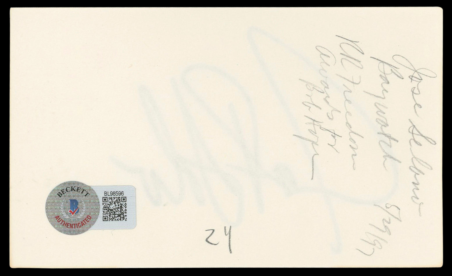 Jose Solano Baywatch Authentic Signed 3x5 Index Card Autographed BAS #BL98596