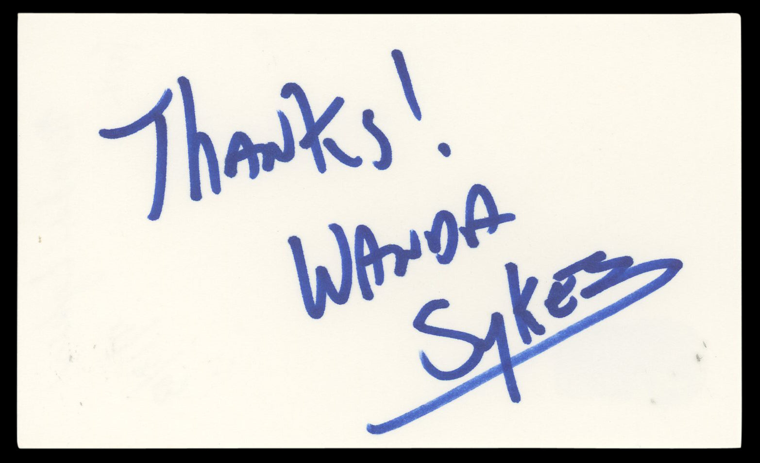 Wanda Sykes Evan Almighty "Thanks!" Authentic Signed 3x5 Index Card BAS #BN06481