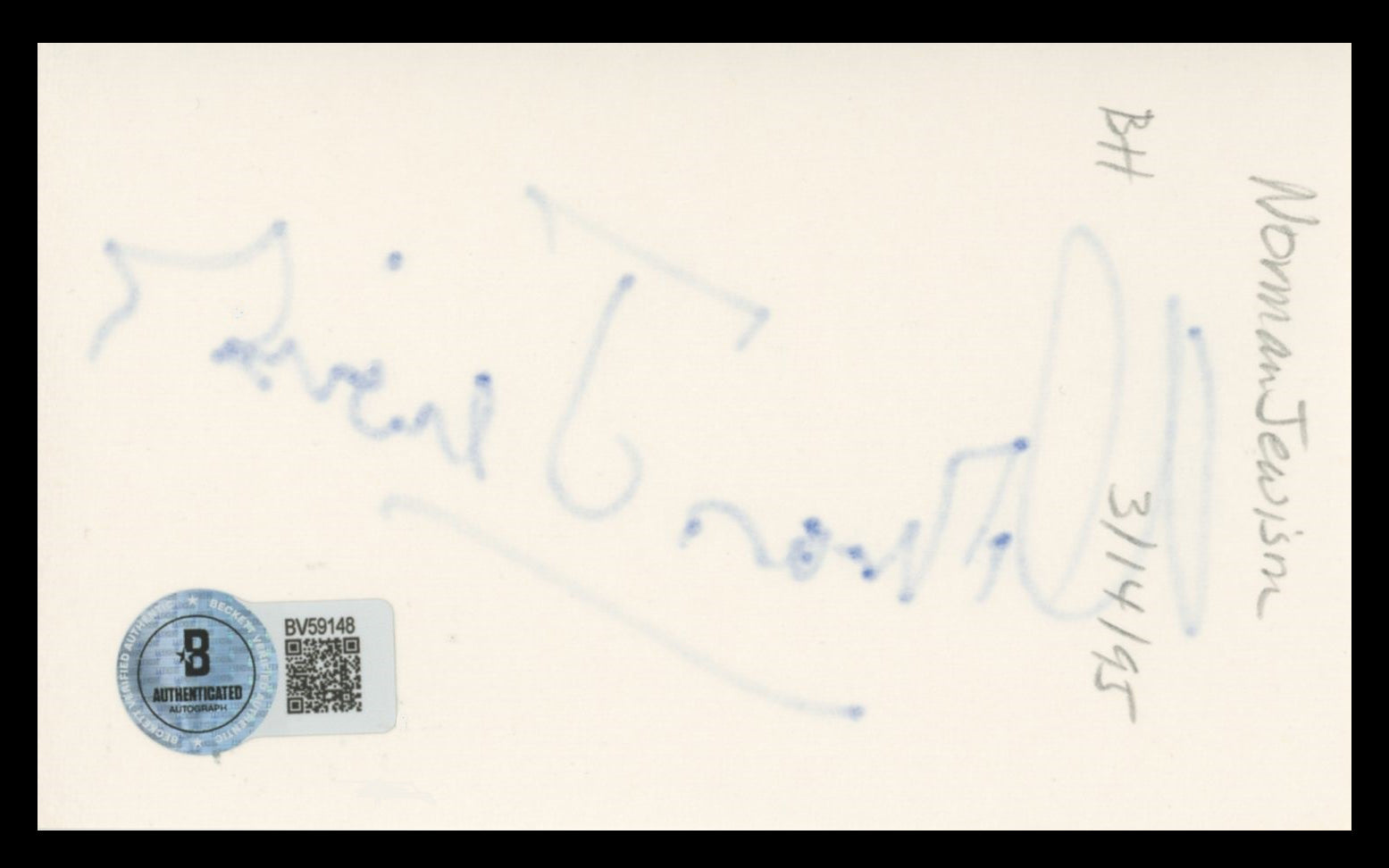 Norman Jewison Fiddler on the Roof Authentic Signed 3x5 Index Card BAS #BV59148