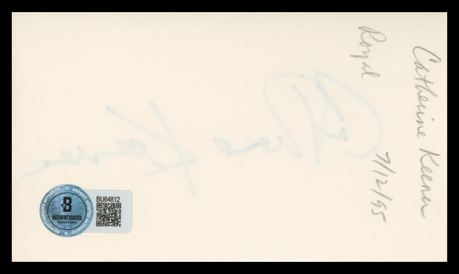 Catherine Keener Being John Malkovich Signed 3x5 Index Card BAS #BU64812