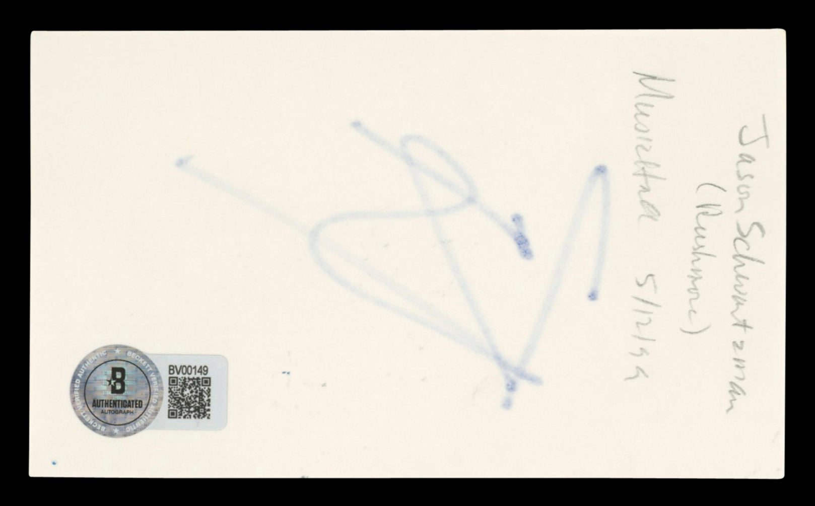 Jason Schwartzman Scott Pilgrim vs. the World Signed 3x5 Index Card BAS #BV00149