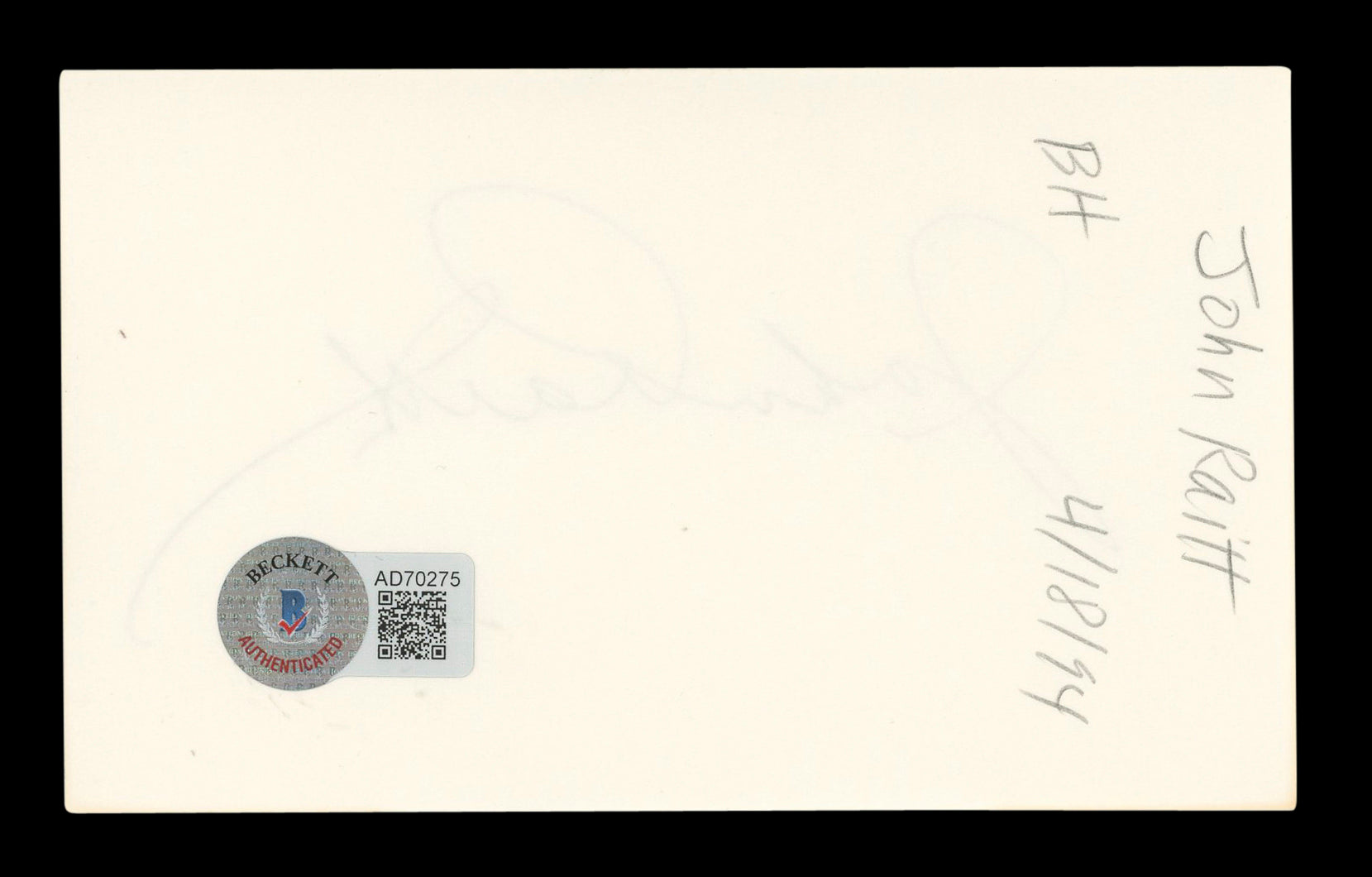 John Raitt 3rd Rock From The Sun Signed 3x5 Index Card Autographed BAS #AD70275