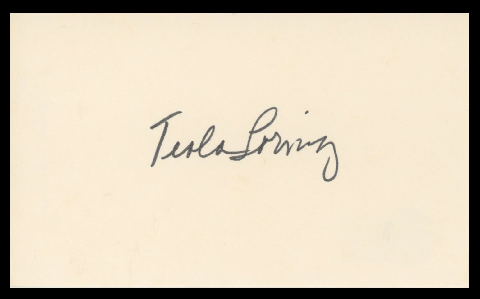Teala Loring Allotment Wives Authentic Signed 3x5 Index Card BAS #BV59145