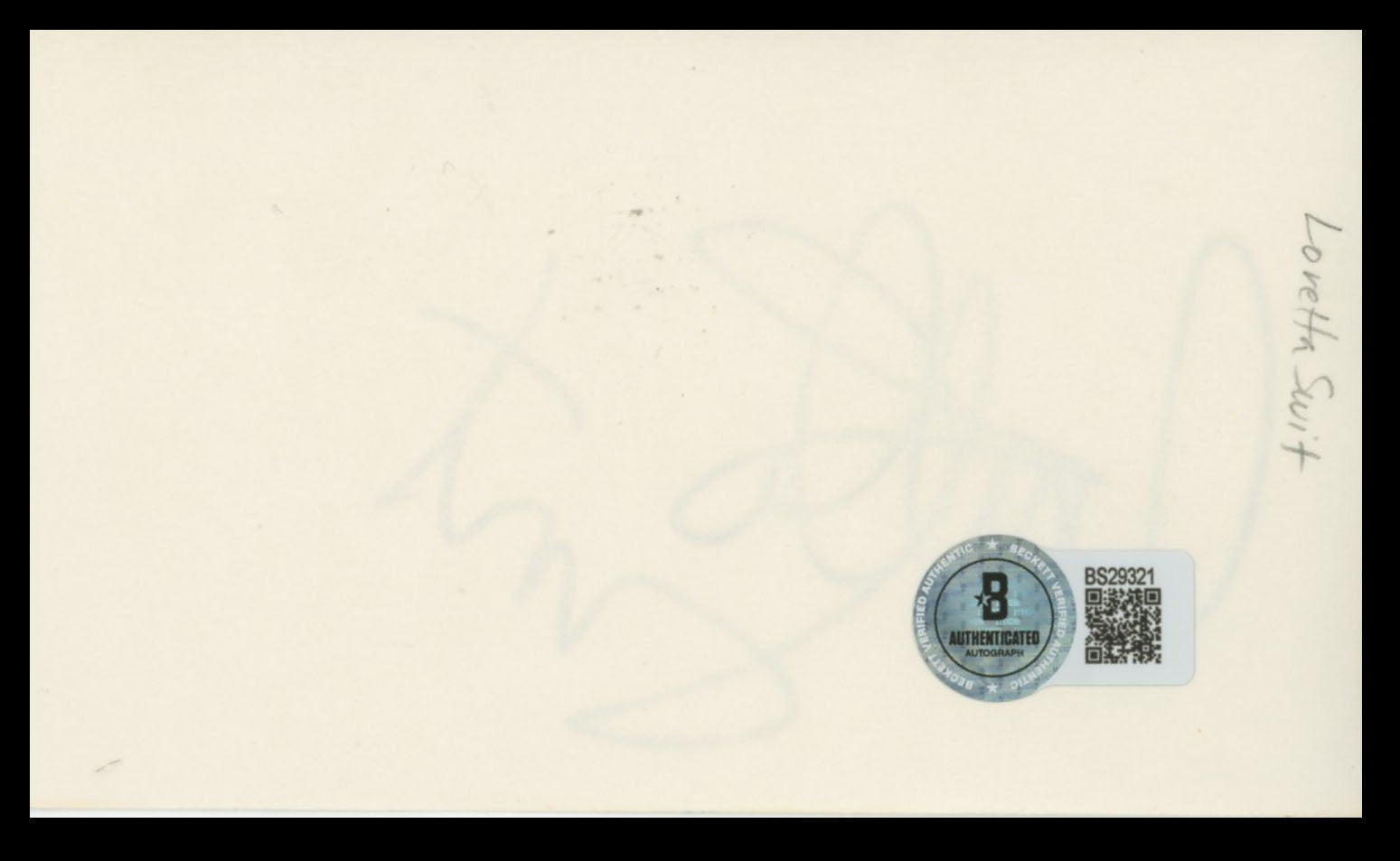 Loretta Swit M.A.S.H Authentic Signed 3x5 Index Card Autographed BAS #BS29321