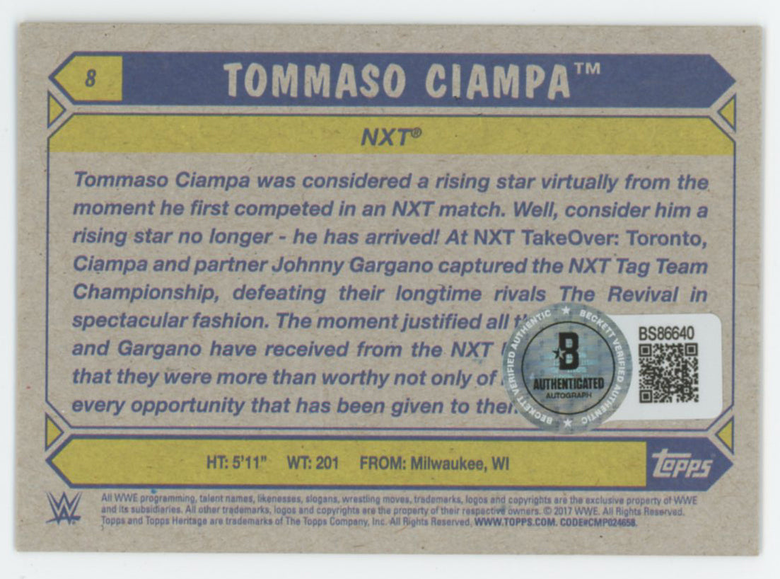 Tommaso Ciampa WWE Authentic Signed 2017 Topps #8 Card BAS #BS86640