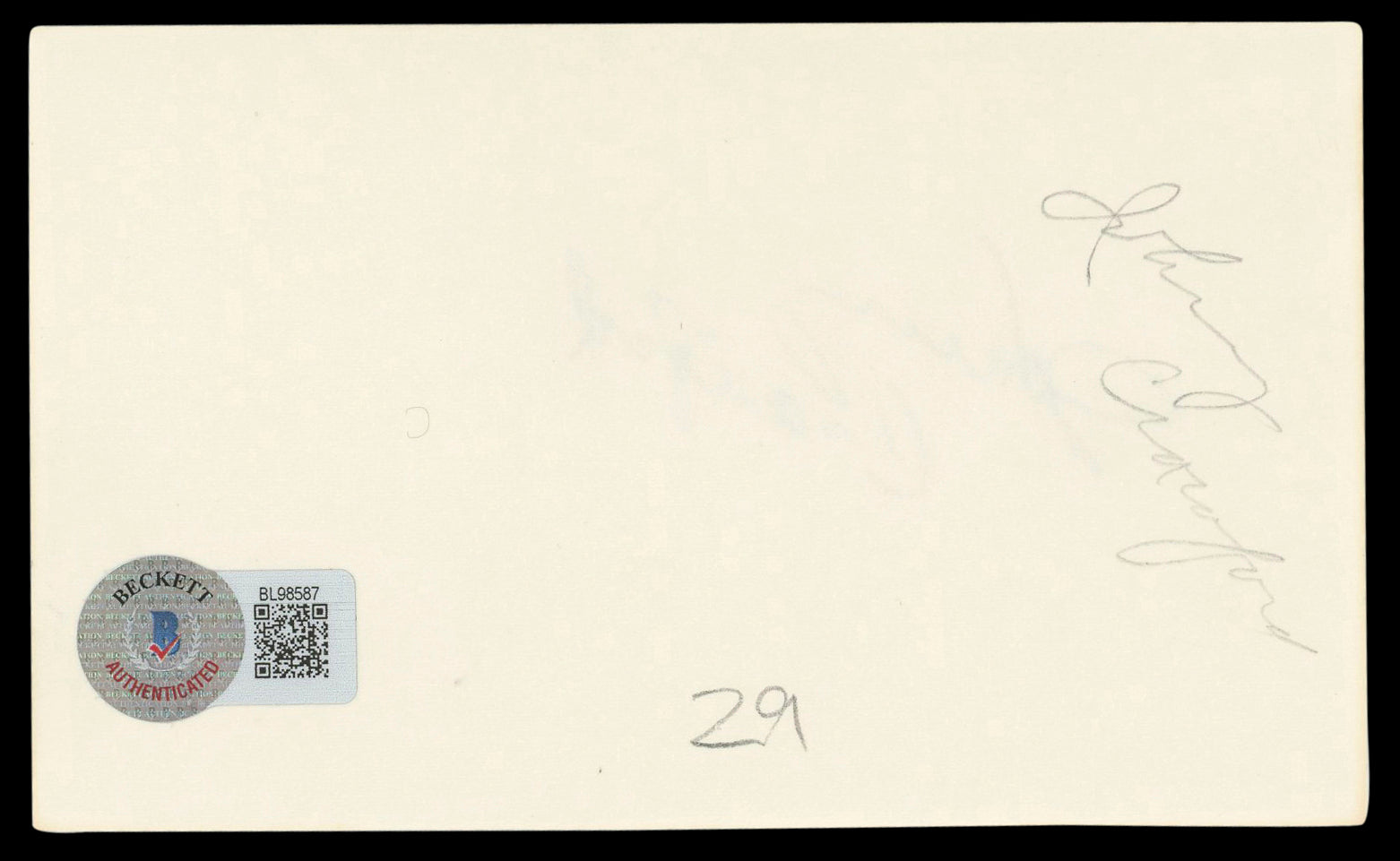 Johnny Crawford The Rifleman Authentic Signed 3x5 Index Card BAS #BL98587