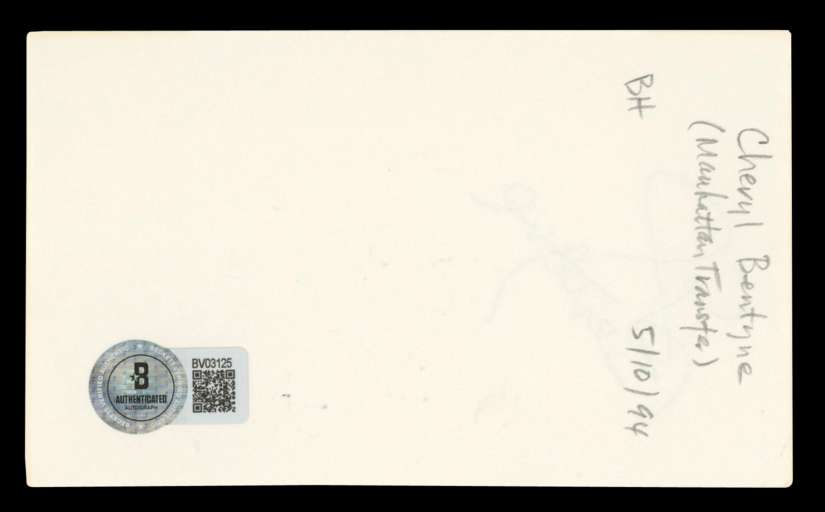 Cheryl Bentyne The Manhattan Transfer Signed 3x5 Index Card BAS #BV03125