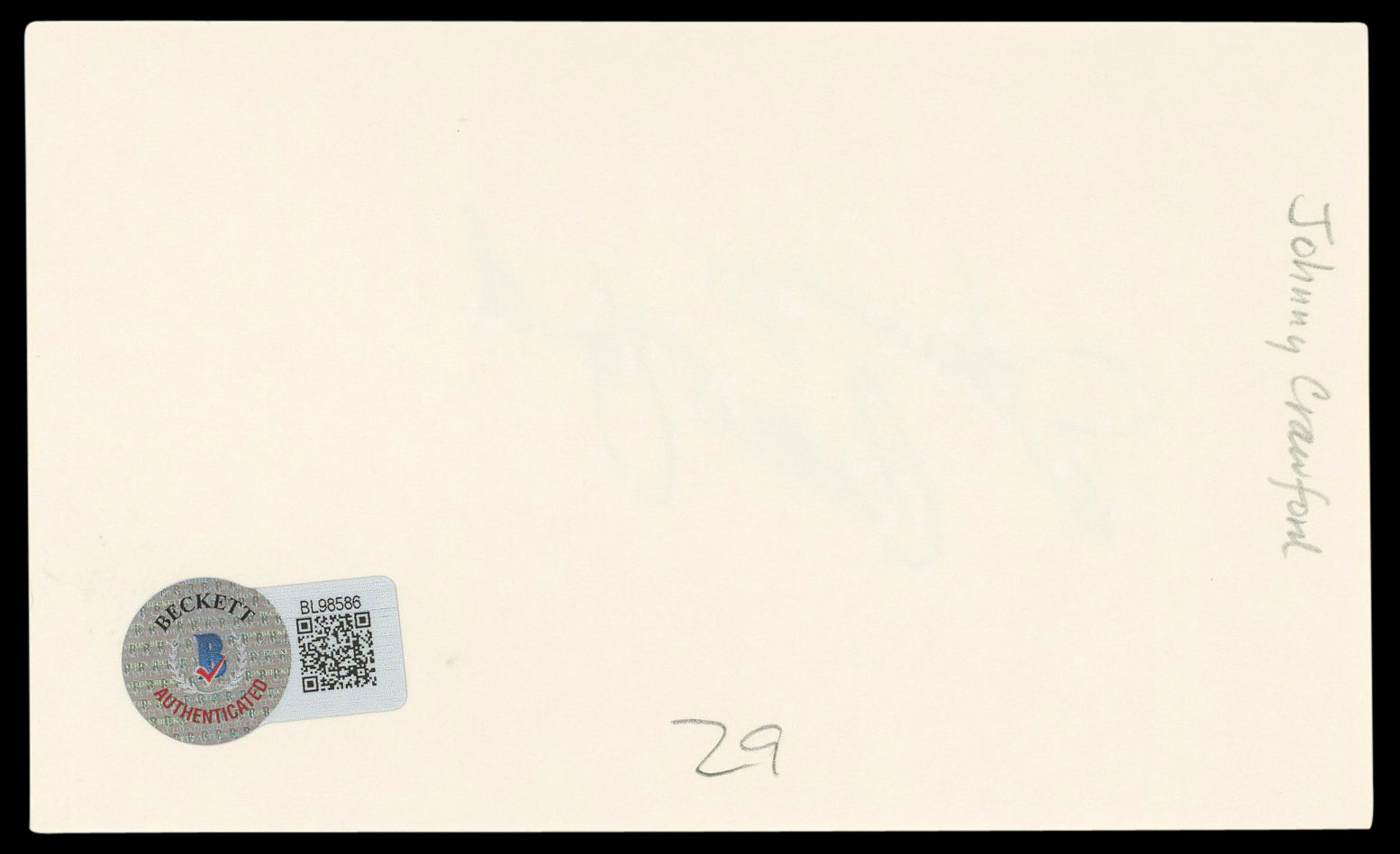 Johnny Crawford The Rifleman Authentic Signed 3x5 Index Card BAS #BL98586