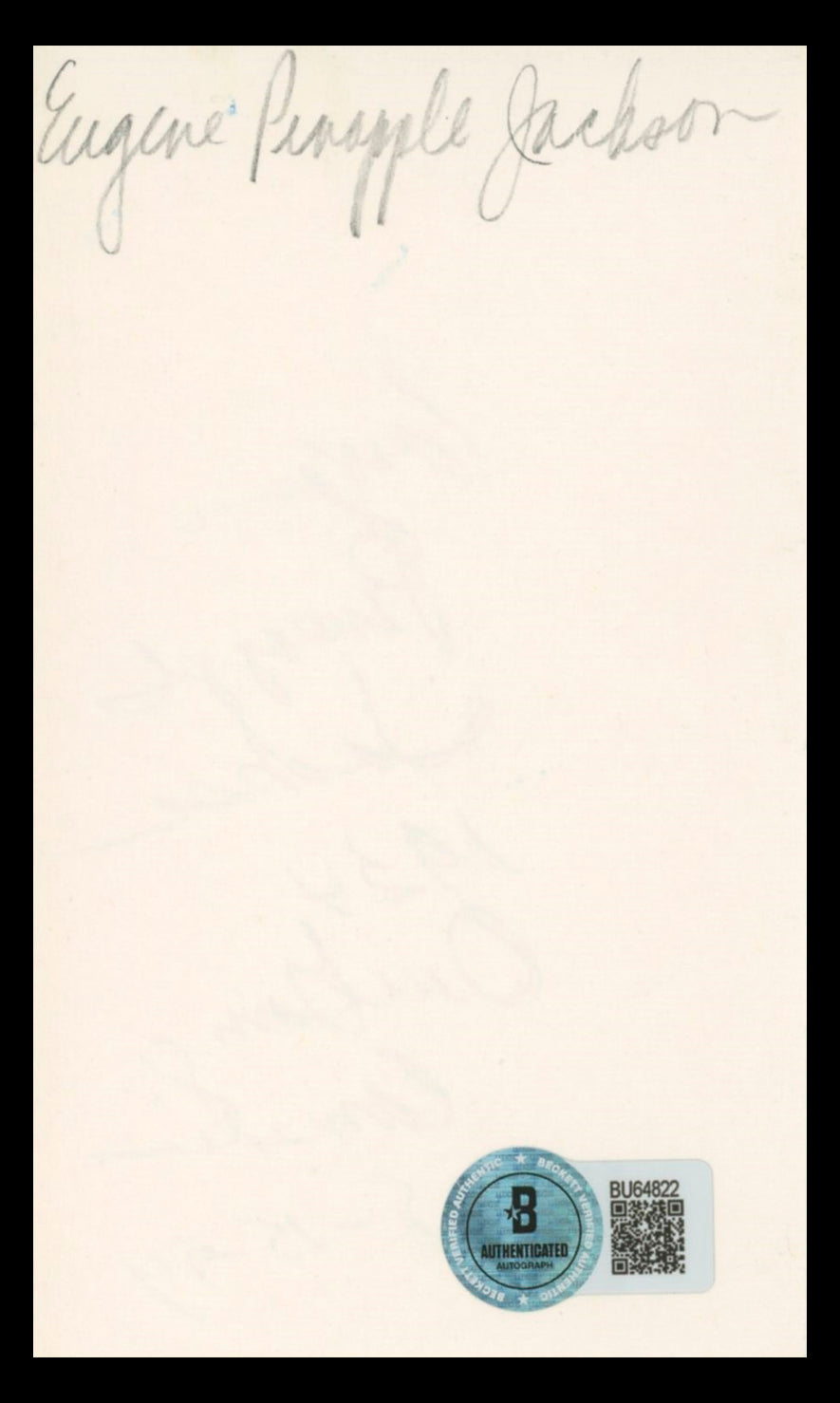 Eugene Jackson Our Gang Authentic Signed 3x5 Index Card BAS #BU64822