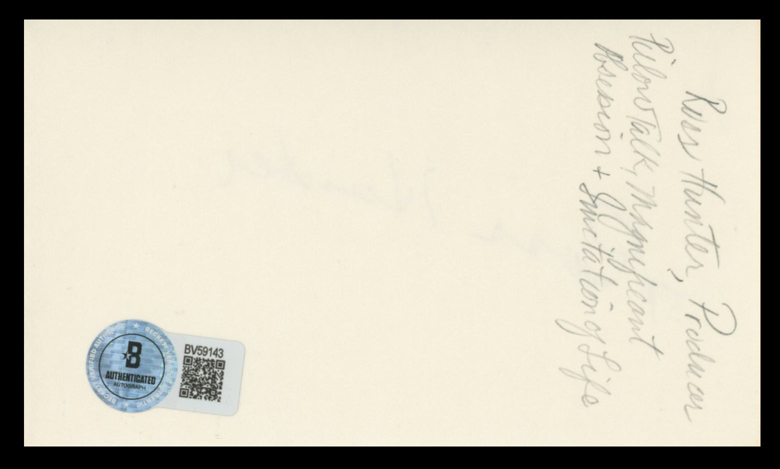 Ross Hunter Imitation of Life Authentic Signed 3x5 Index Card BAS #BV59143