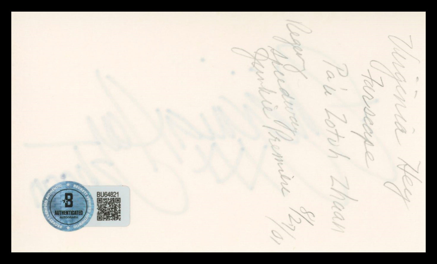 Virginia Hey Farscape "XXX Zhaan" Authentic Signed 3x5 Index Card BAS #BU64821