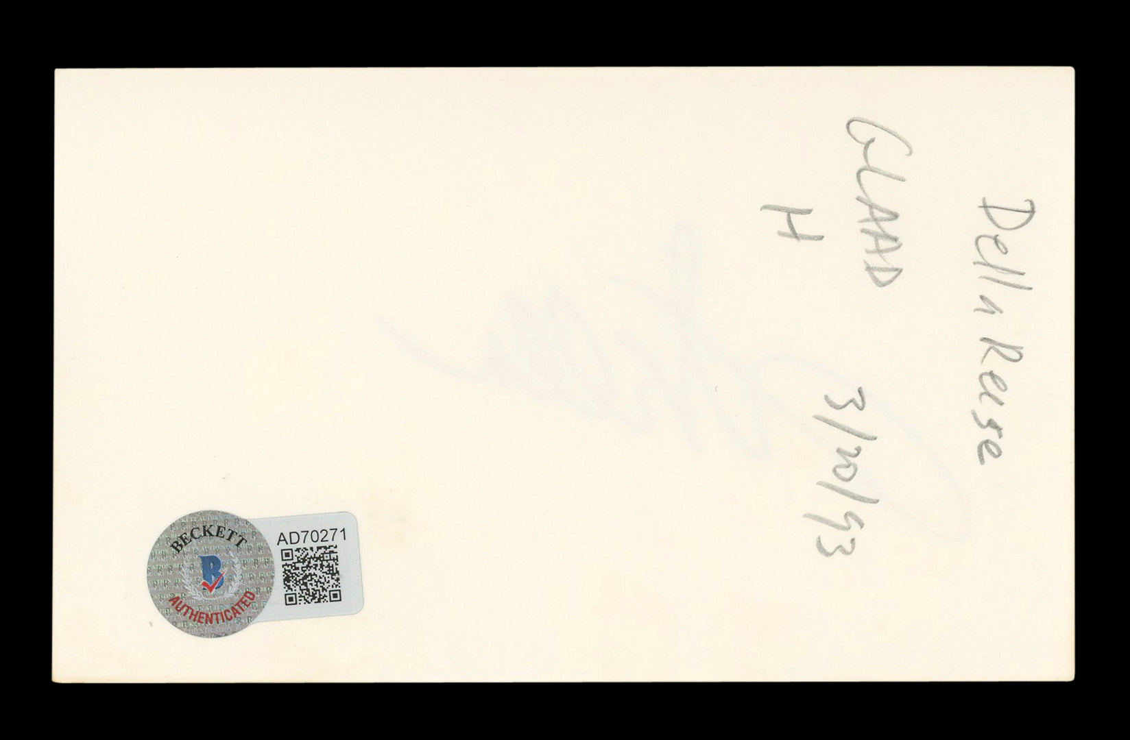 Della Reese Singer Authentic Signed 3x5 Index Card Autographed BAS #AD70271