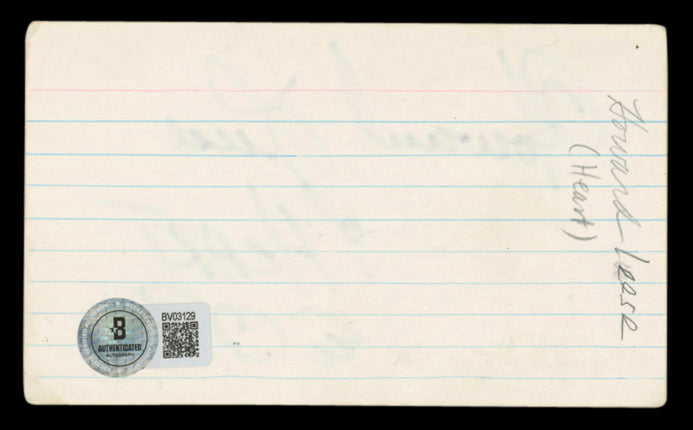 Howard Leese Heart Authentic Signed 3x5 Index Card w/ Heart Sketch BAS #BV03129