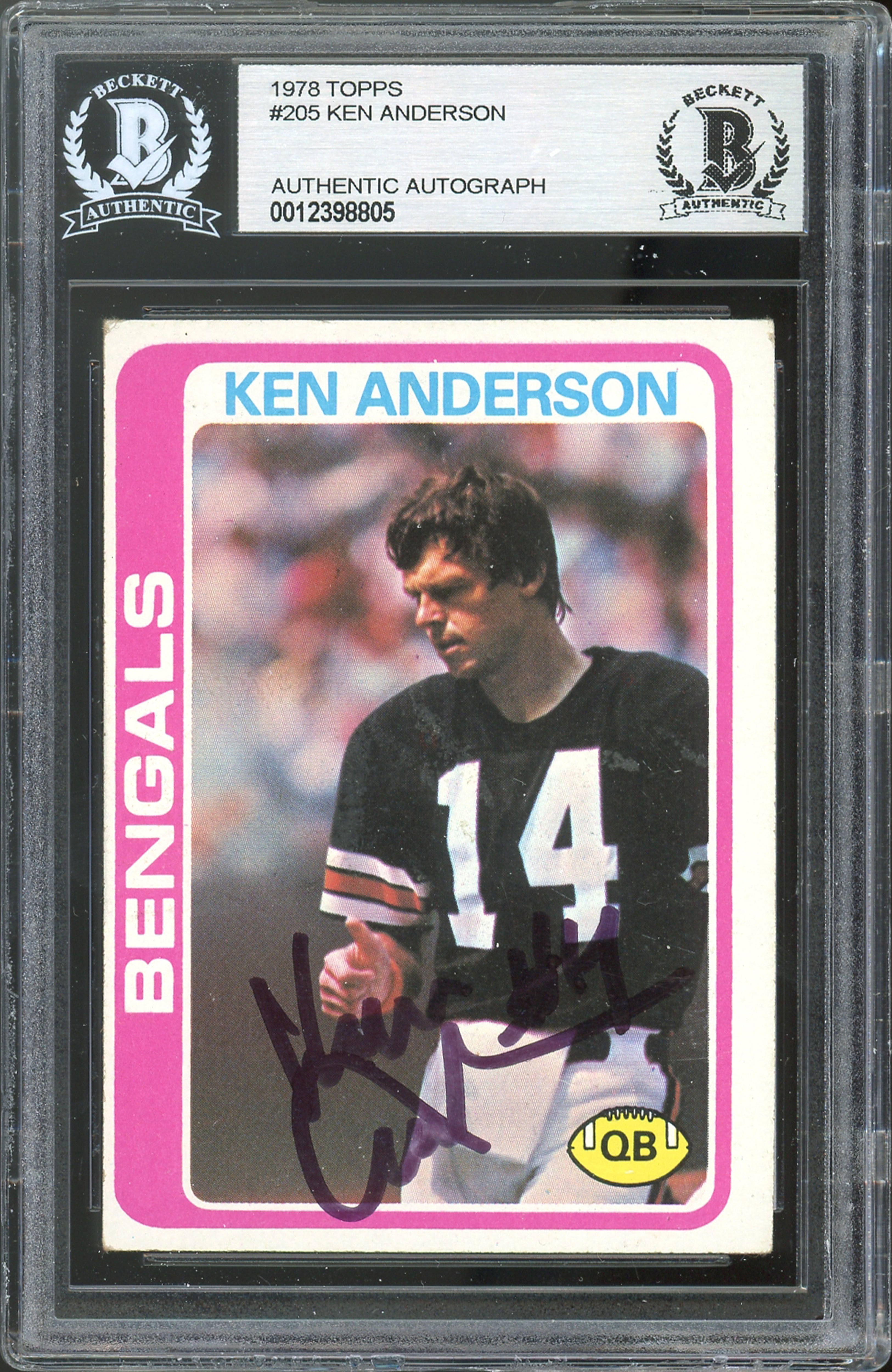 Bengals Ken Anderson Authentic Signed 1978 Topps #205 Card BAS Slabbed