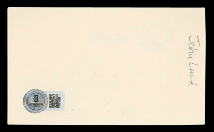 John Lund A Foreign Affair Authentic Signed 3x5 Index Card BAS #BV03131