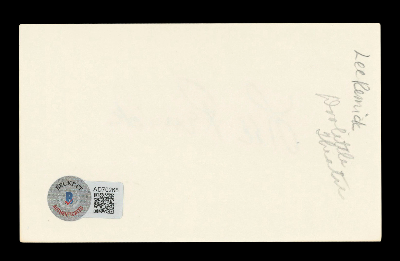 Lee Remick The Omen Authentic Signed 3x5 Index Card Autographed BAS #AD70268