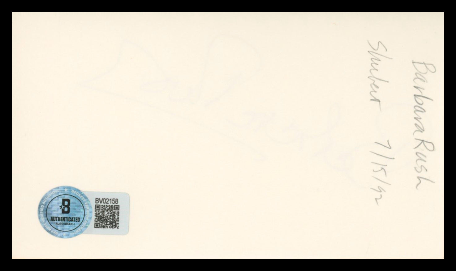 Barbara Rush It Came from Outer Space Signed 3x5 Index Card BAS #BV02158