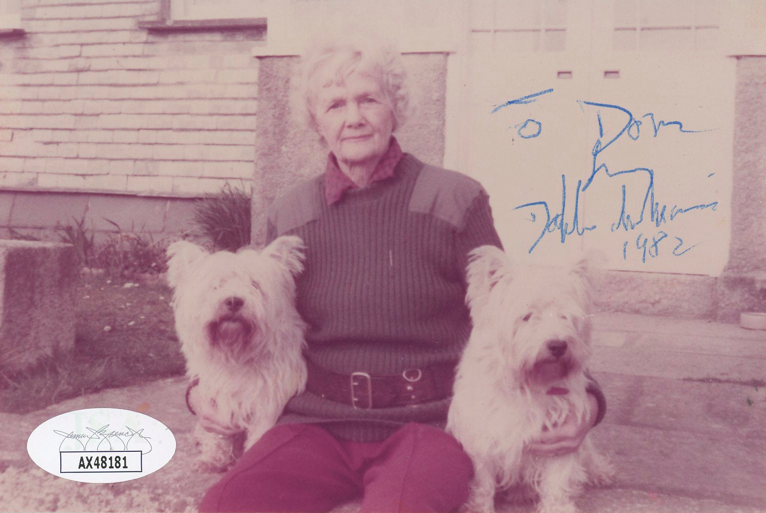 Daphne du Maurier The Birds "To Don" Authentic Signed 3.5x5.5 Photo JSA #AX48181