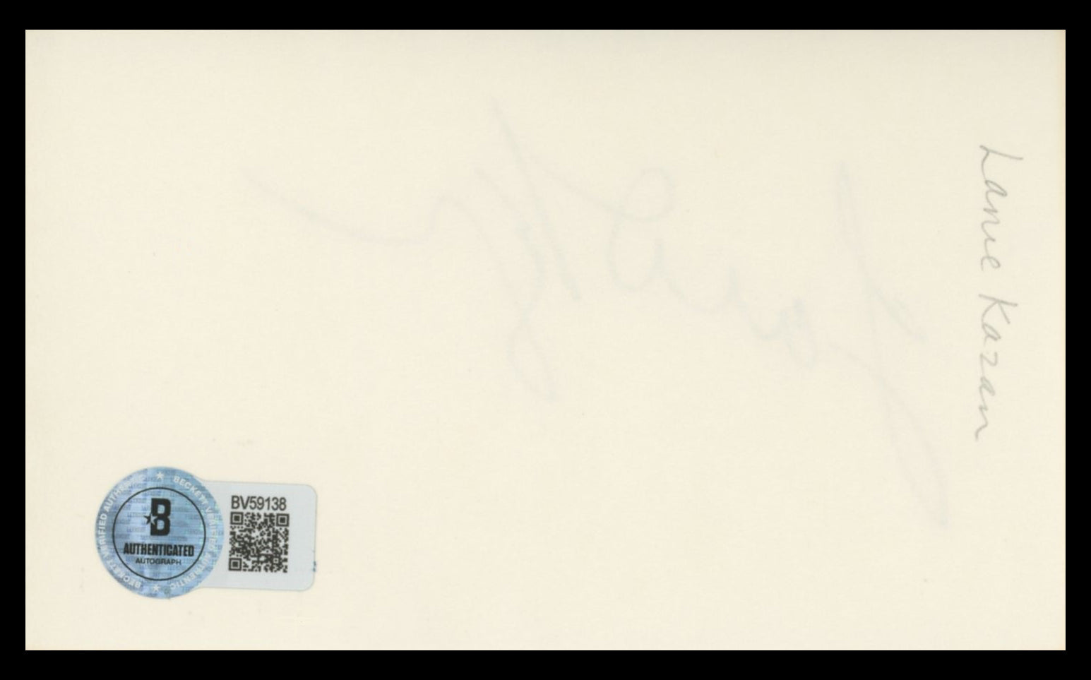 Lainie Kazan Authentic Signed 3x5 Index Card Autographed BAS #BV59138