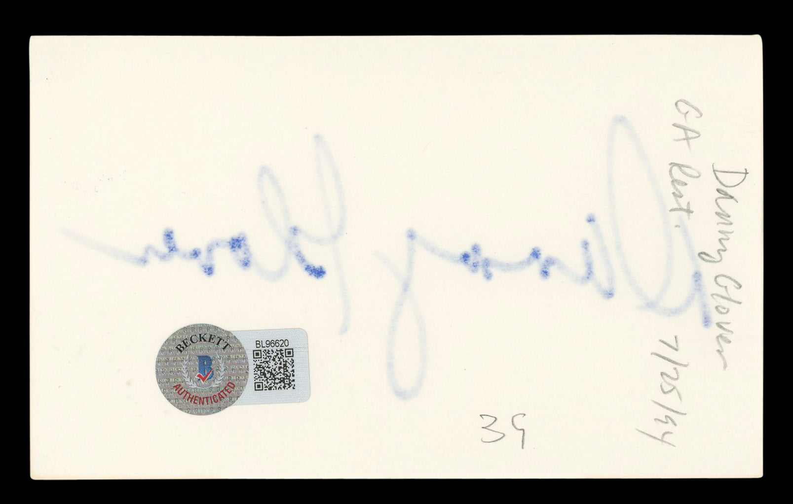 Danny Glover Lethal Weapon Signed 3x5 Index Card Autographed BAS #BL96620