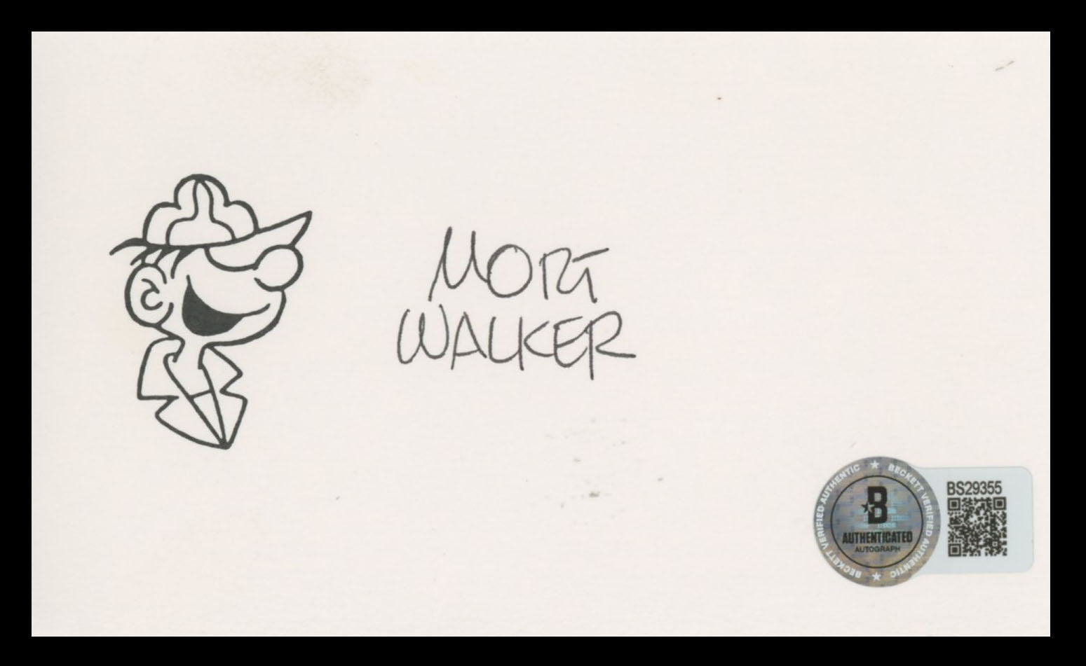 Mort Walker Beetle Bailey Comic Strip Creator Signed 3x5 Index Card BAS #BS29355