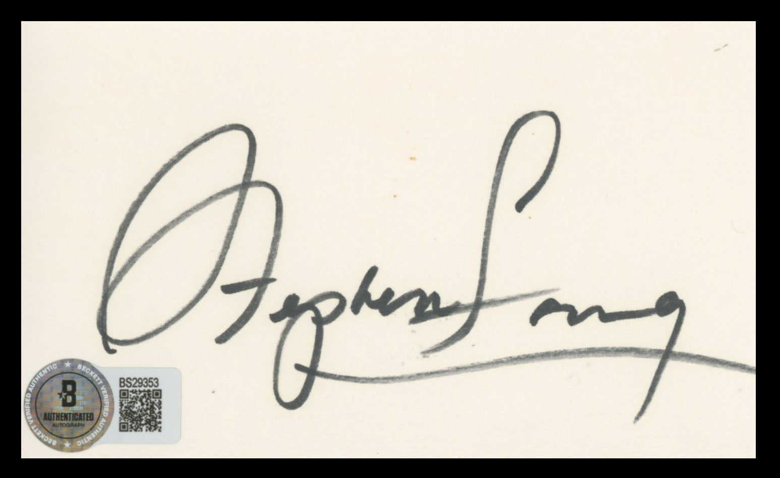 Stephen Lang Avatar Authentic Signed 3x5 Index Card Autographed BAS #BS29353