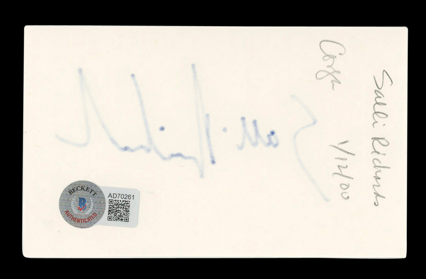 Salli Richardson Eureka Authentic Signed 3x5 Index Card Autographed BAS #AD70261