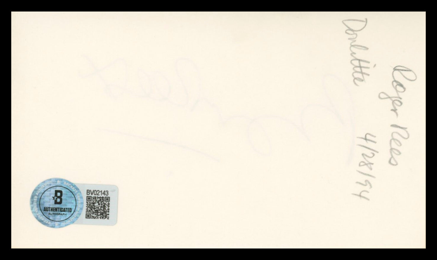 Roger Rees Cheers Authentic Signed 3x5 Index Card Autographed BAS #BV02143
