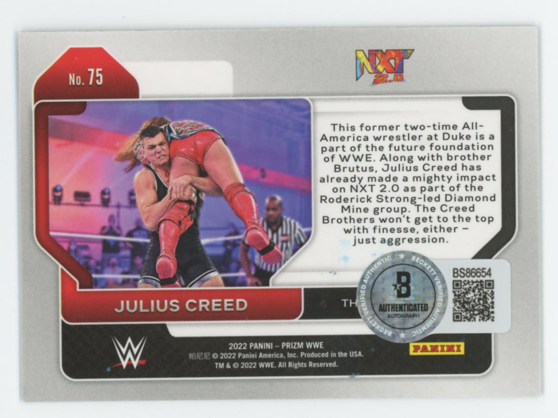 Julius Creed WWE Authentic Signed 2022 Panini Prizm #75 Rookie Card BAS #BS86654