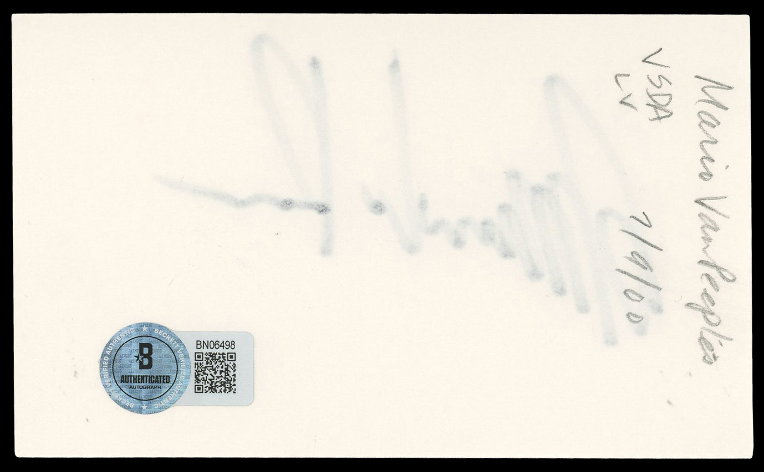 Mario Van Peebles New Jack City Authentic Signed 3x5 Index Card BAS #BN06498