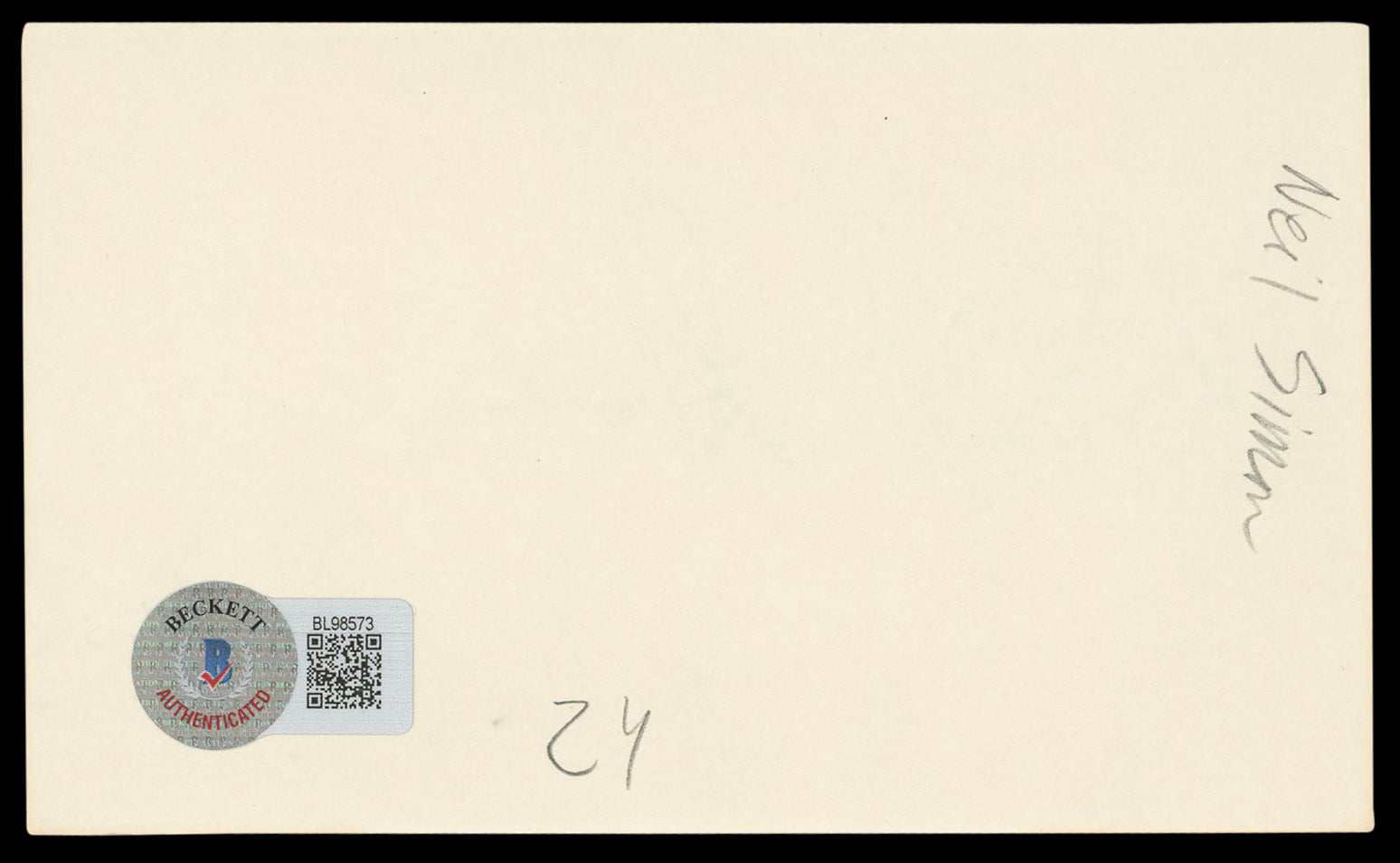 Neil Simon Barefoot in the Park Authentic Signed 3x5 Index Card BAS #BL98573