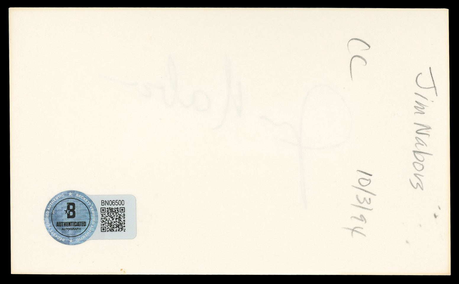 Jim Nabors The Andy Griffith Show Authentic Signed 3x5 Index Card BAS #BN06500