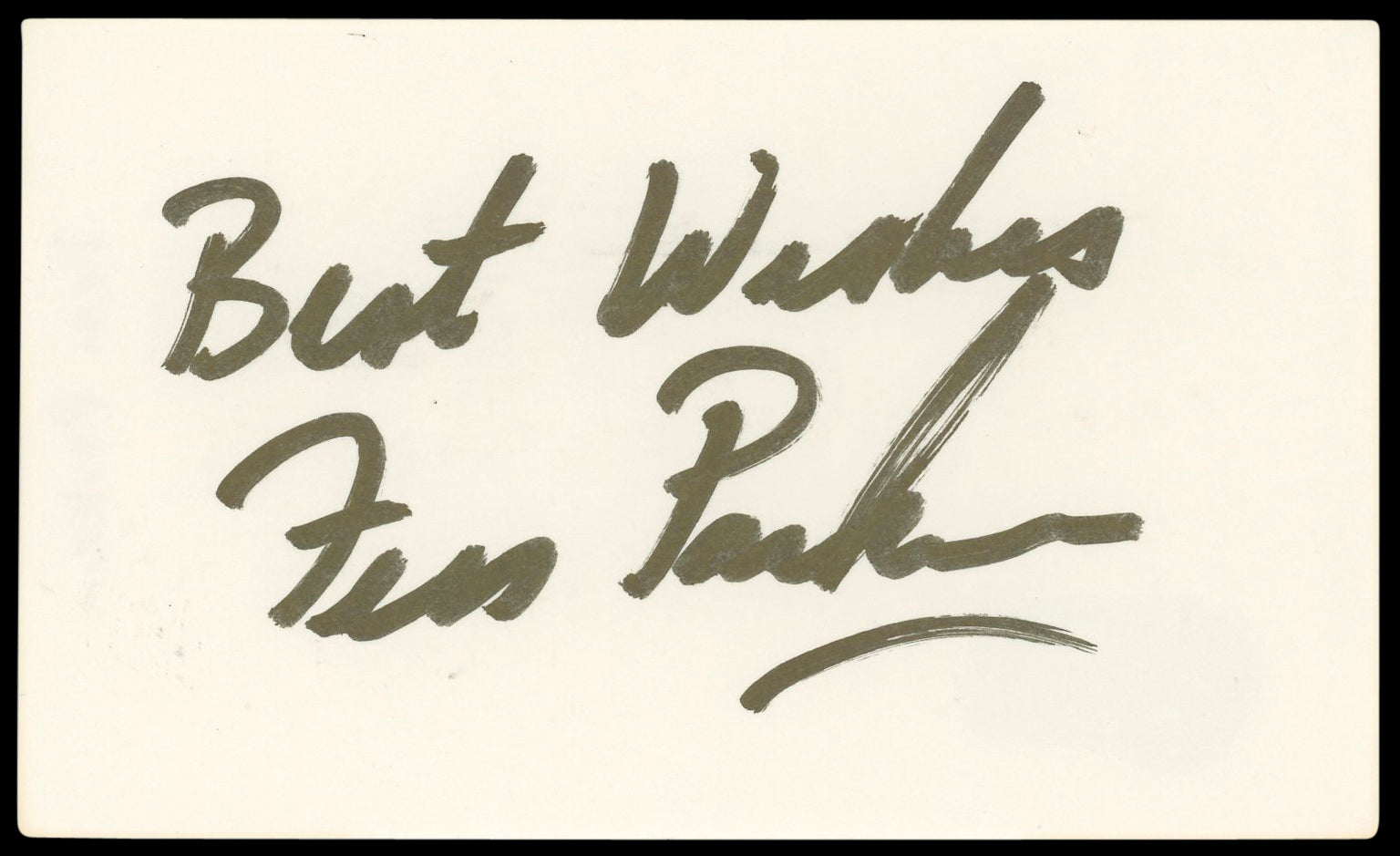Fess Parker Daniel Boone "Best Wishes" Signed 3x5 Index Card BAS #BL98764