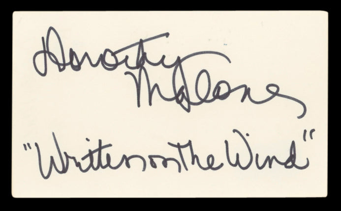 Dorothy Malone Written on the Wind Authentic Signed 3x5 Index Card BAS #BV03141