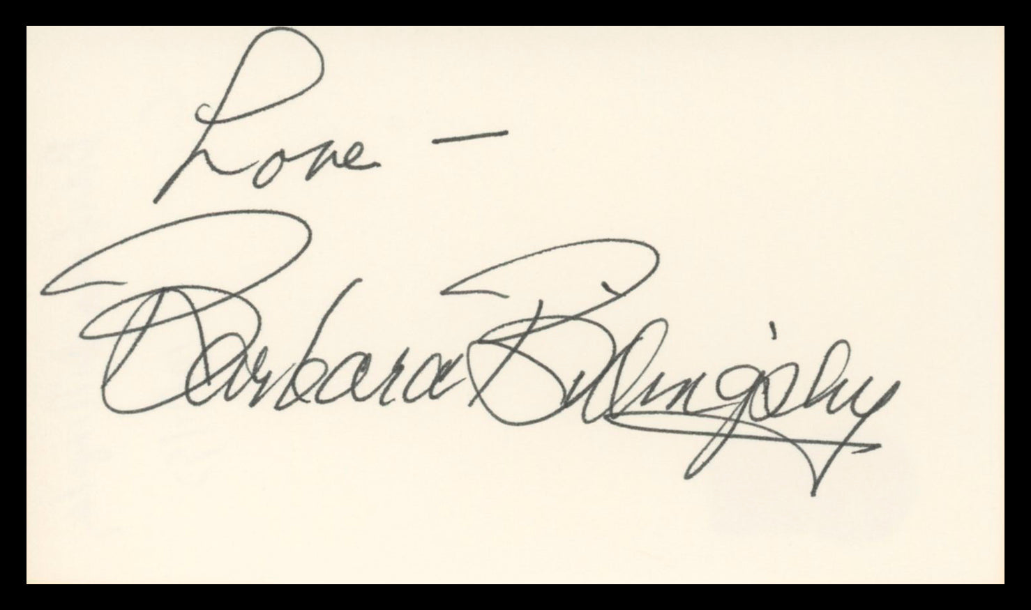 Barbara Billingsley Leave It to Beaver "Love" Signed 3x5 Index Card BAS #BV03142