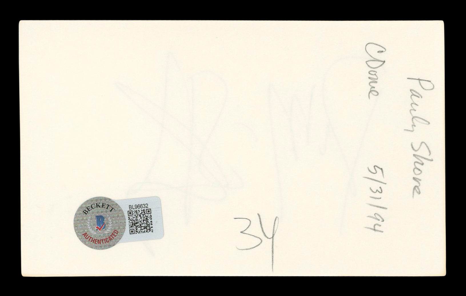Pauly Shore Son in Law Authentic Signed 3x5 Index Card Autographed BAS #BL96632